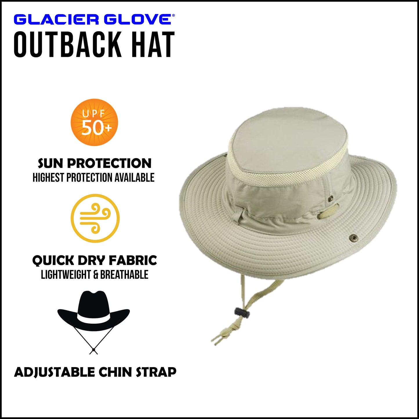 A popular choice for outdoor activities, the Outback Hat is designed with a full brim and is rated at the maximum protection of UPF 50+. Providing extra protection from the elements, this hat is designed to keep you outdoors longer.